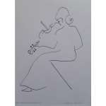 Violinspielerin, Federzeichnung, 40 x 50 cm